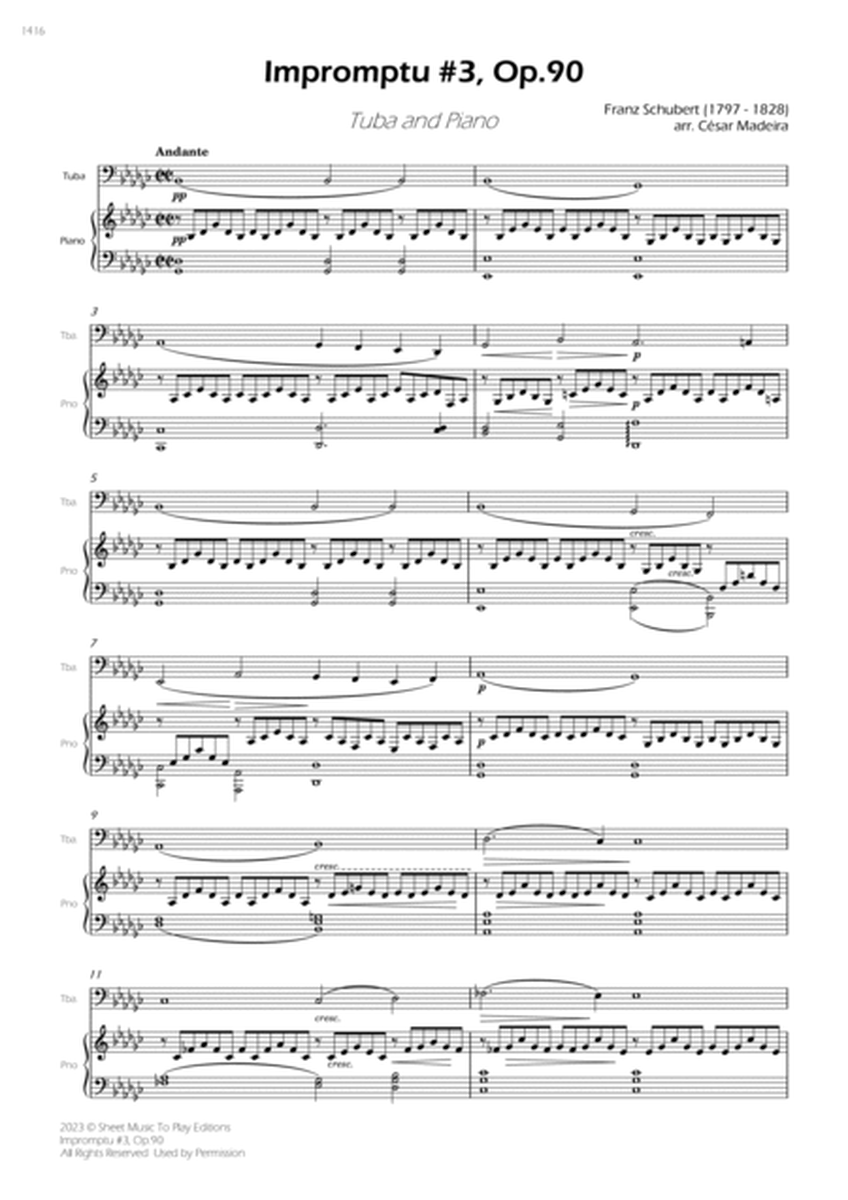 Impromptu No.3, Op.90 - Tuba and Piano (Full Score and Parts) image number null