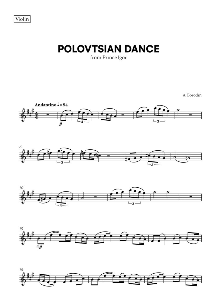 Polovtsian Dance (from Prince Igor) (for Violin) image number null