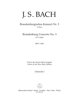 Book cover for Brandenburg Concerto, No. 3 G major, BWV 1048