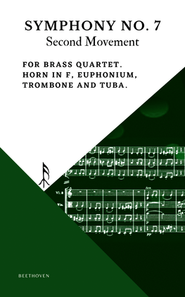 Book cover for Beethoven Symphony 7 Movement 2 Allegretto for Brass Quartet Horn in F Euphonium Trombone Tuba