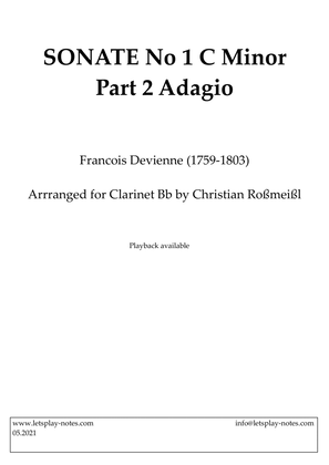 Book cover for Devienne Sonata No 1 C Minor Part 2 Adagio (Clarinet)