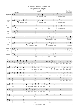 O Heiland, reiß die Himmel auf. Adventsmotette nach EG 7 für Doppelchor (SATB/SATB)