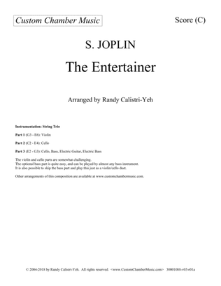 Book cover for Joplin "The Entertainer" (string duet/trio)