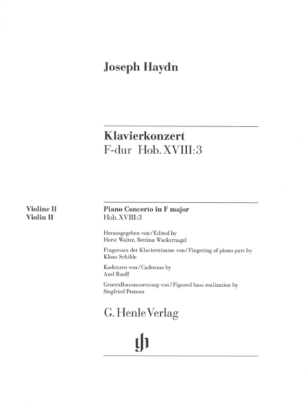 Concerto for Piano (Harpsichord) and Orchestra F Major Hob.XVIII:3