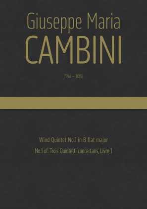 Book cover for Cambini - Wind Quintet No.1 in B flat major