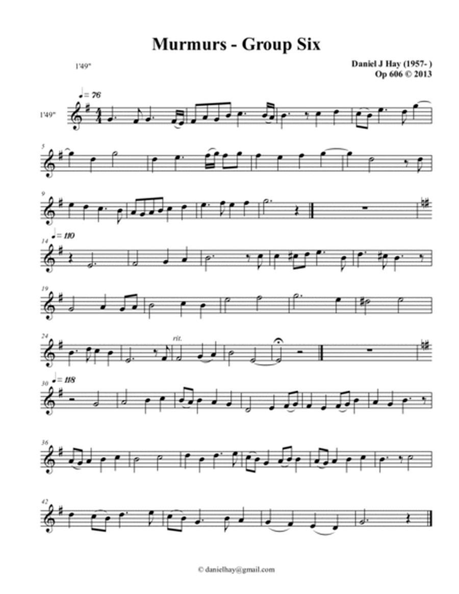 Murmurs -- (Treble Solo) 21 pages each with three or more short pieces called Murmurs.