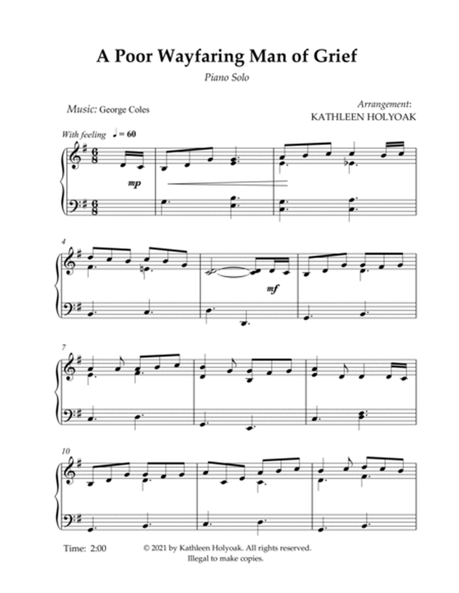 A Poor Wayfaring Man of Grief (Easy Piano) - Arranged by KATHLEEN HOLYOAK image number null