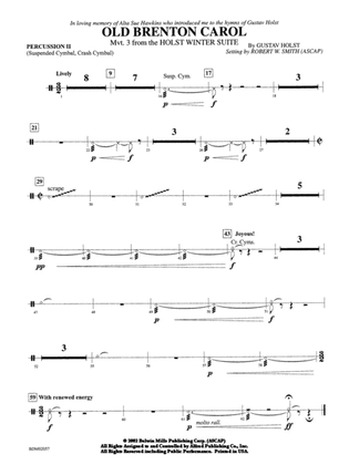 Book cover for Old Brenton Carol (from the Holst Winter Suite): 2nd Percussion