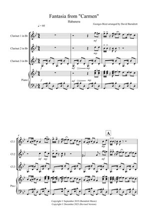 Book cover for Habanera (Fantasia from Carmen) for Clarinet Trio