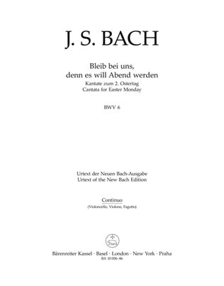 Book cover for Bleib bei uns, denn es will Abend werden, BWV 6