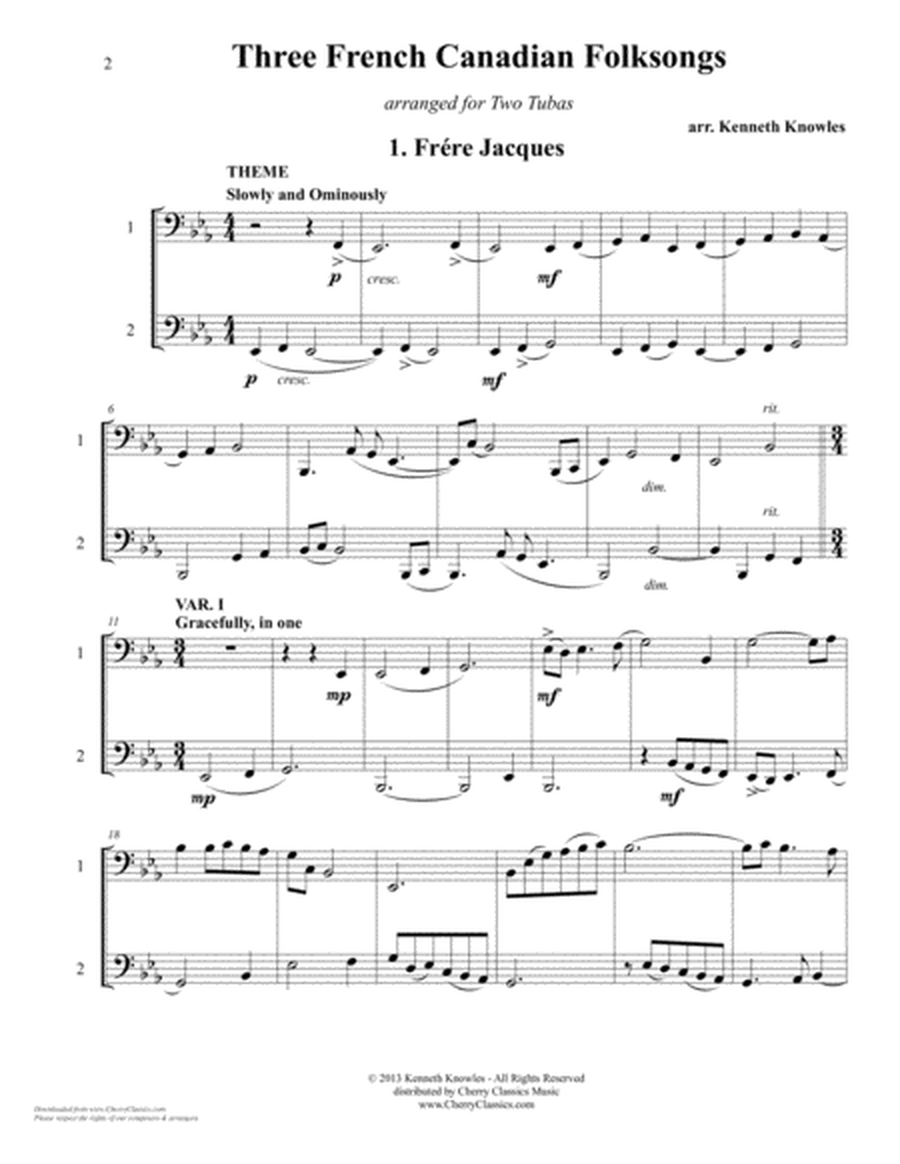 Three French Canadian Folksongs for Tuba Duet