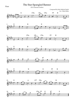 Book cover for The Star Spangled Banner (USA National Anthem) for Flute Solo with Chords (E Major)