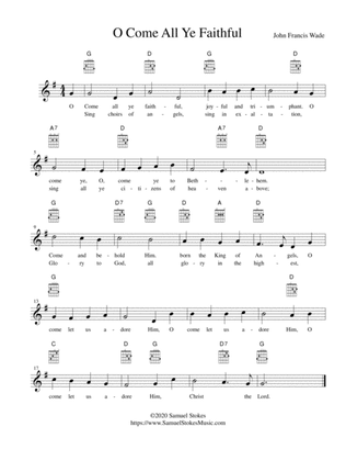 Book cover for O Come All Ye Faithful (Adeste Fidelis) - lead sheet in G major