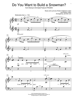 Do You Want To Build A Snowman? (from Frozen) (arr. Jennifer Linn) sheet  music (beginner) for piano solo (elementary)