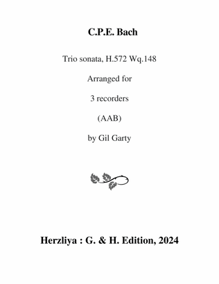 Trio sonata H.572, Wq. 148 (Arrangement for 3 recorders (AAB))