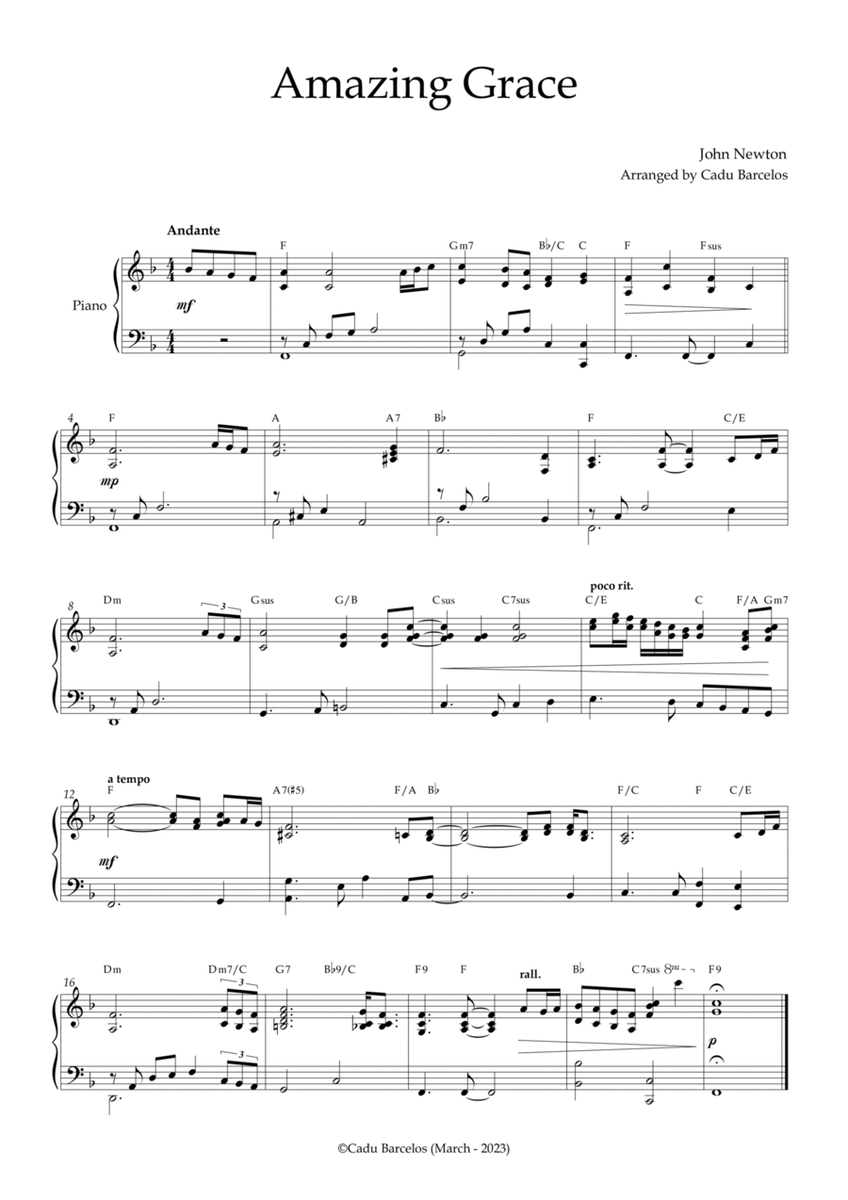 Amazing Grace (Piano intermediate 1) Chords image number null