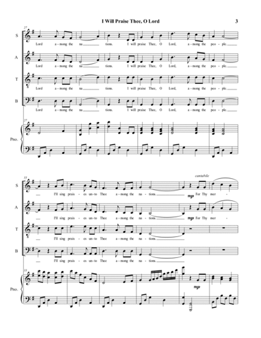 I Will Praise Thee, O Lord (SATB Choir) image number null