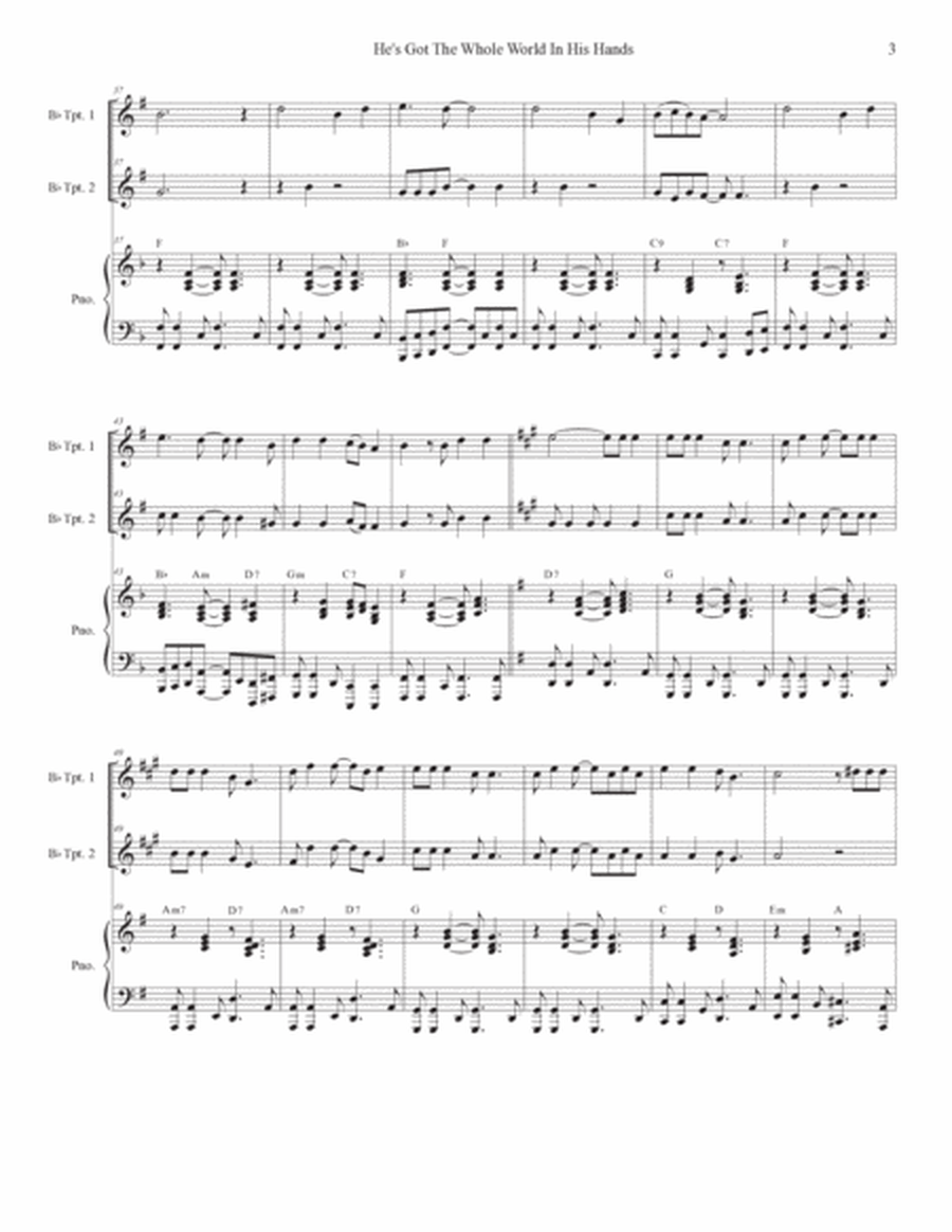 He's Got The Whole World In His Hands (Duet for Bb-Trumpet) by Stephen DeCesare Trumpet Duet - Digital Sheet Music