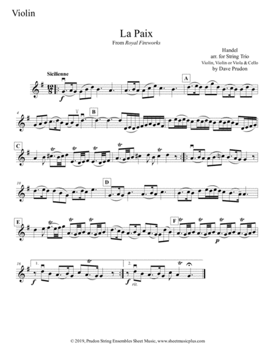 Handel's La Paix for String Trio image number null
