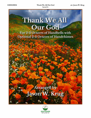 Book cover for Thank We All Our God for 2-3 octaves of handbells (Digital Site License)