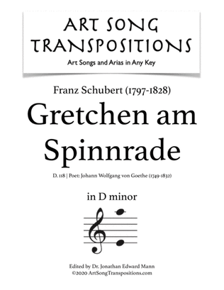 Book cover for SCHUBERT: Gretchen am Spinnrade, D. 118 (transposed to D minor)