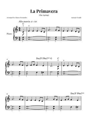 Book cover for La Primavera (The Spring) by Vivaldi - Easy Piano with Chord Notations