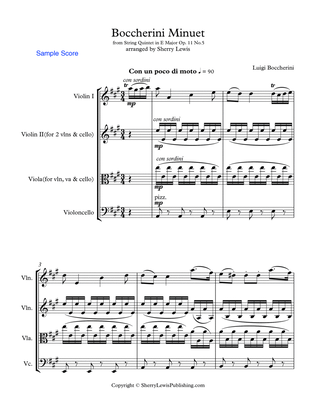 Book cover for BOCCHERINI MINUET - (Minuet Op. 11 No. 5) String Trio, Intermediate Level for 2 violins and cello or