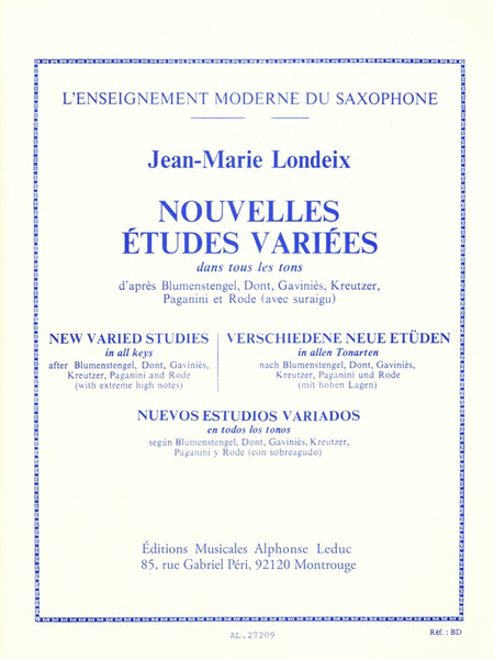 Jean-marie Londeix - Nouvelles Etudes Variees, Pour Saxophone