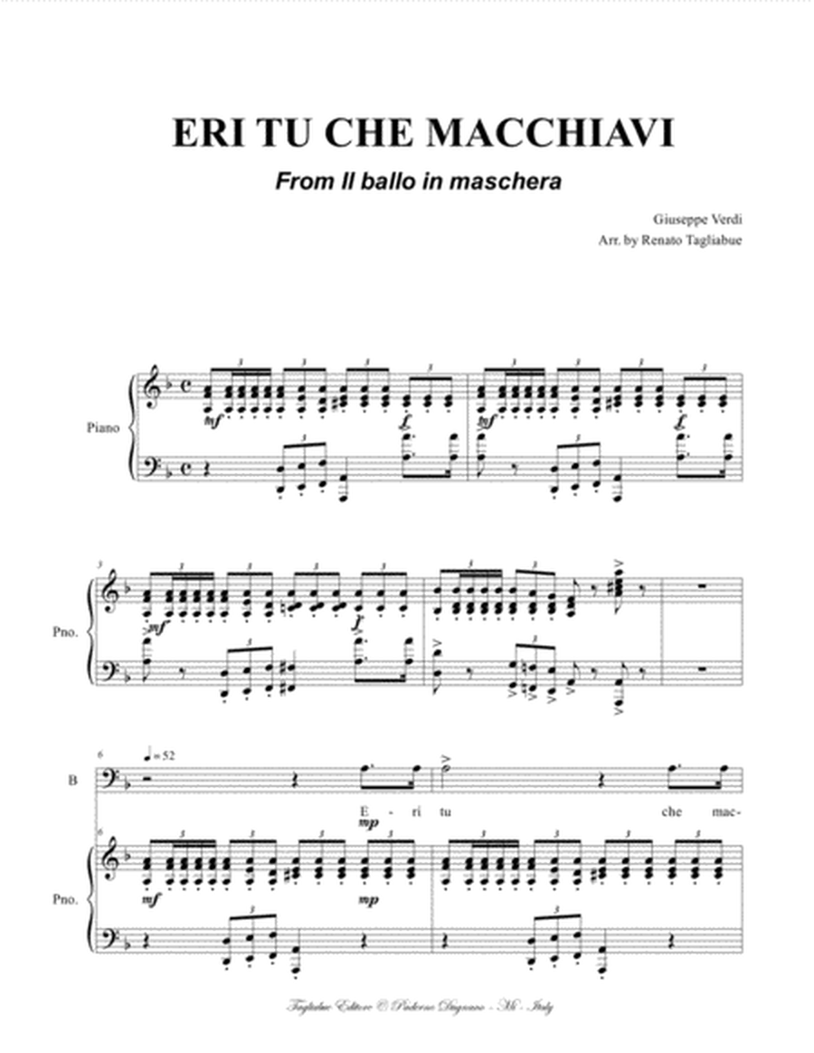 ERI TU CHE MACCHIAVI - G. Verdi - From Il ballo in maschera - For Bariton and Piano image number null