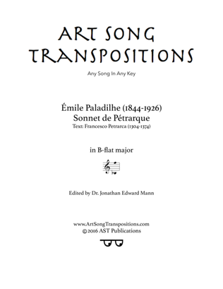 Book cover for PALADILHE: Sonnet de Pétrarque (transposed to B-flat major)