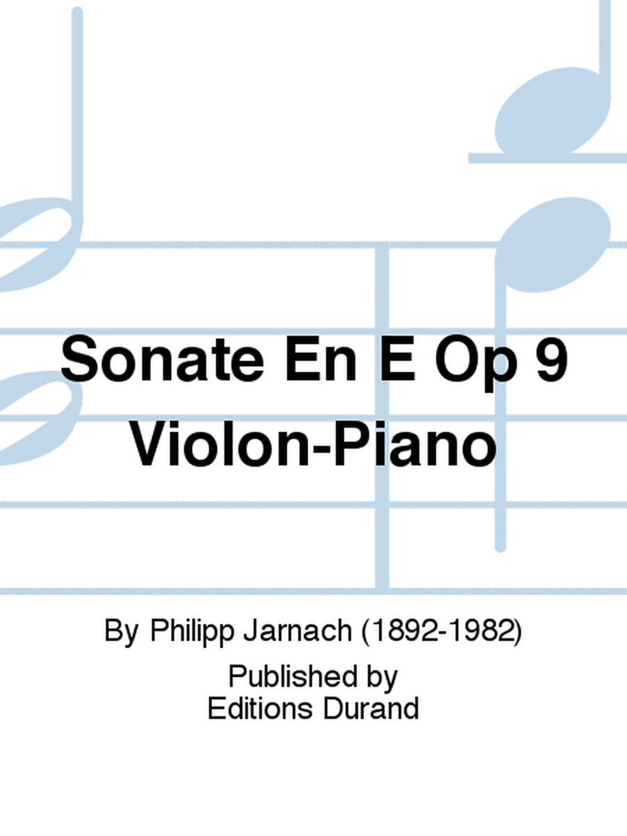 Sonate En E Op 9 Violon-Piano