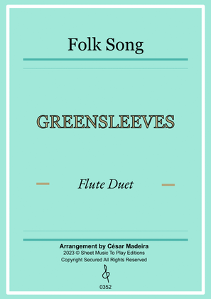 Book cover for Greensleeves - Flute Duet - W/Chords (Full Score and Parts)