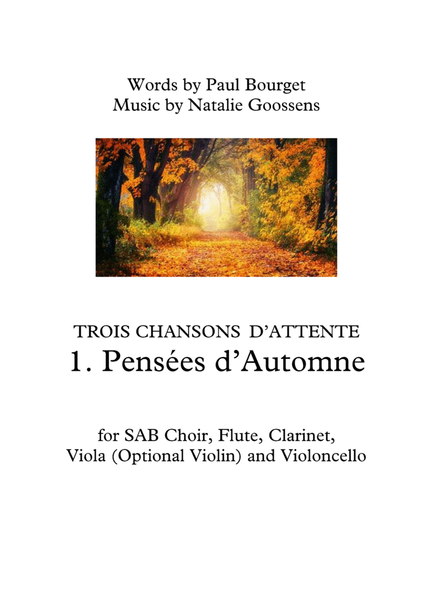 Pensées d'Automne - for SAB Choir, Flute, Clarinet, Viola and Violoncello image number null