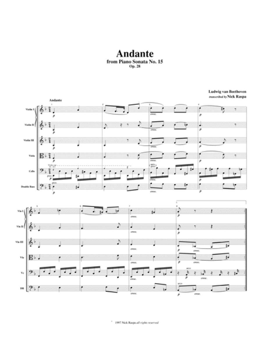 Andante from Piano Sonata 15 arranged for string orchestra - Score Only image number null