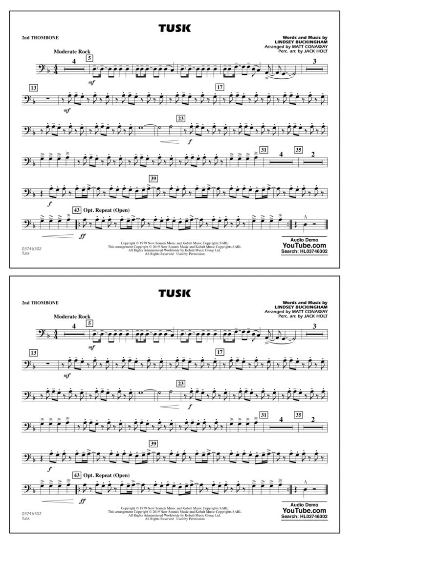 Tusk (arr. Matt Conaway) - 2nd Trombone