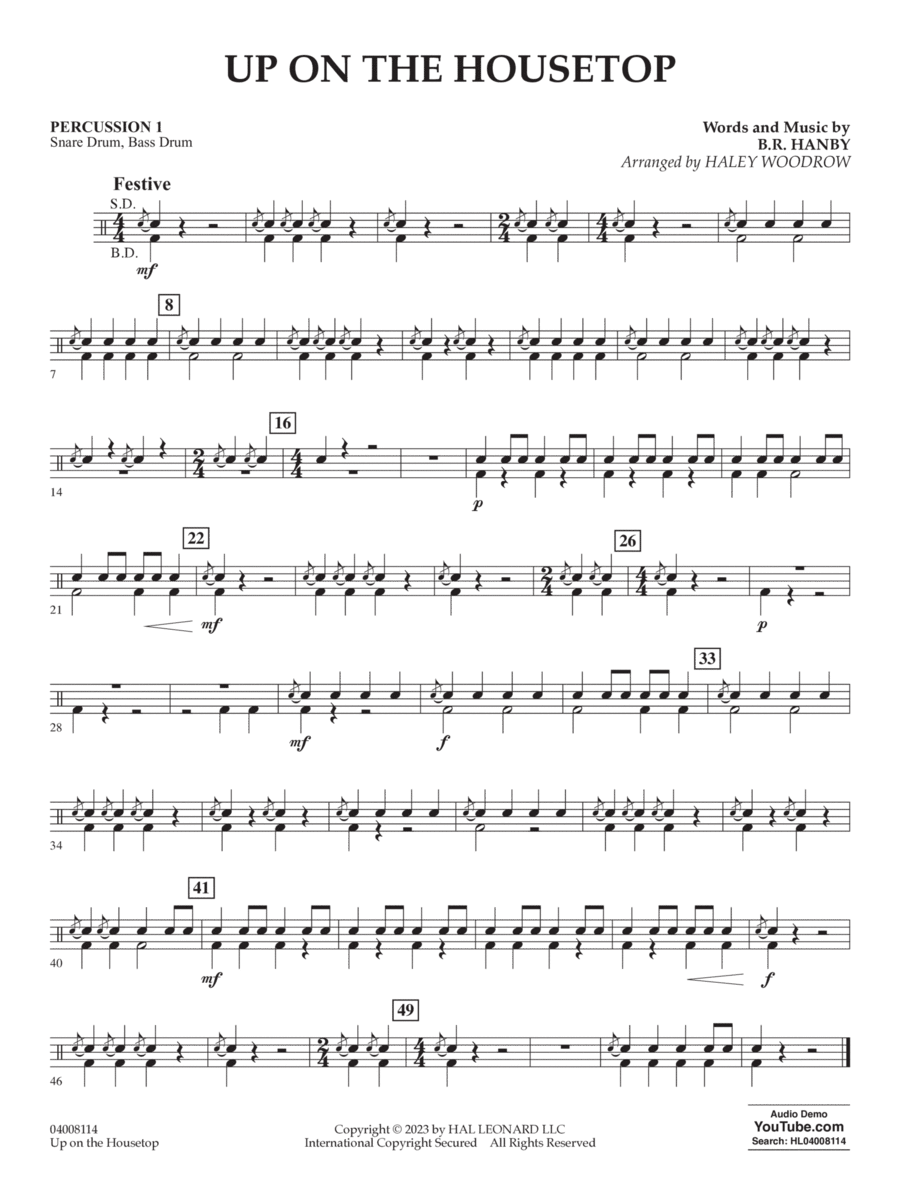Up On The Housetop (arr. Haley Woodrow) - Percussion 1