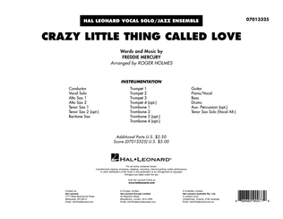Book cover for Crazy Little Thing Called Love (arr. Roger Holmes) - Conductor Score (Full Score)