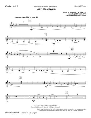 Book cover for Love Unknown - Clarinet 2 in Bb