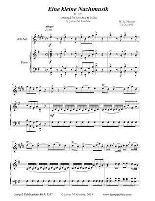 Book cover for Mozart: Eine kleine Nachtmusik for Alto Sax & Piano