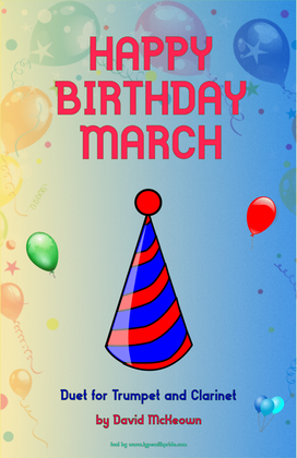 Book cover for Happy Birthday March, for Trumpet and Clarinet Duet