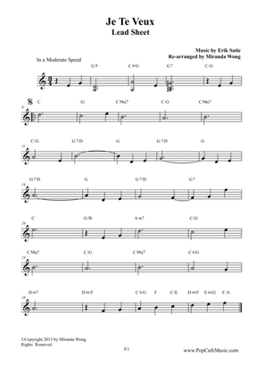 Je Te Veux - Wedding Music (Lead Sheet)