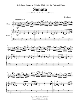 Book cover for BACH: Sonata in C Major BWV 1033 for Flute & Piano