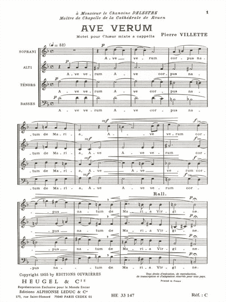 Ave Verum, Op.3 (satb)