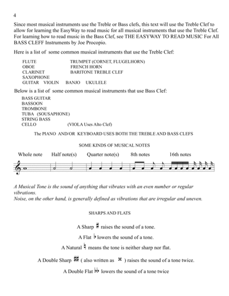 THE EASYWAY TO READ MUSIC TREBLE CLEF