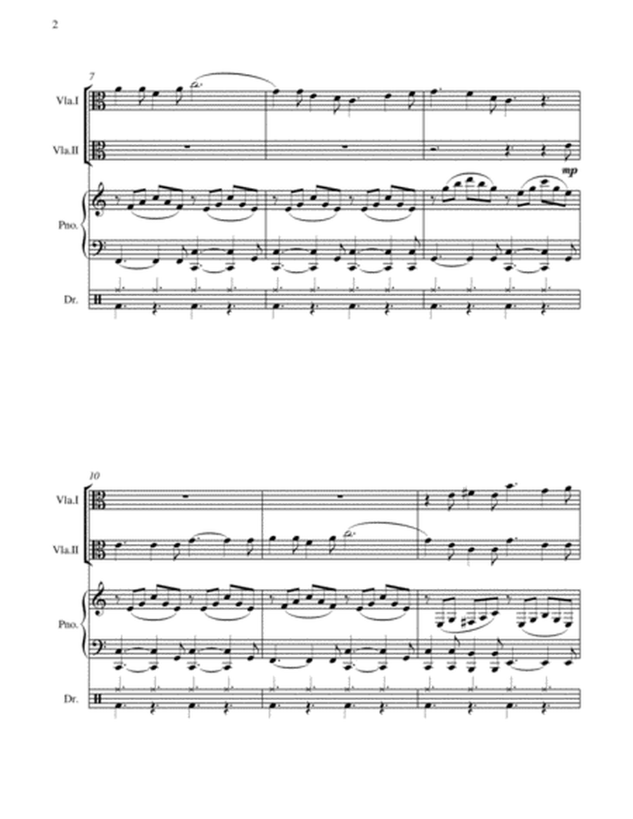O Holy Night - 2 Violas, Piano and Optional Drum Set - Intermediate Level image number null