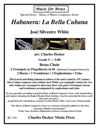 Book cover for Habanera: La Bella Cubana for Brass Choir