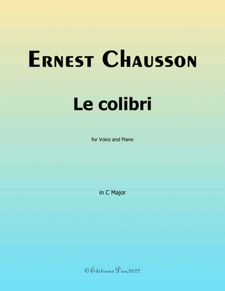 Book cover for Le colibri, by Chausson, in C Major