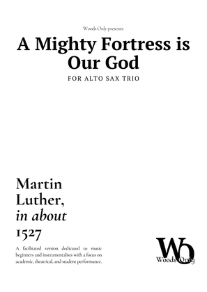 Book cover for A Mighty Fortress is Our God by Luther for Alto Sax Trio