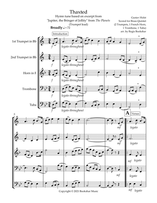 Thaxted (hymn tune based on excerpt from "Jupiter" from The Planets) (Bb) (Brass Quintet - 2 Trp, 1