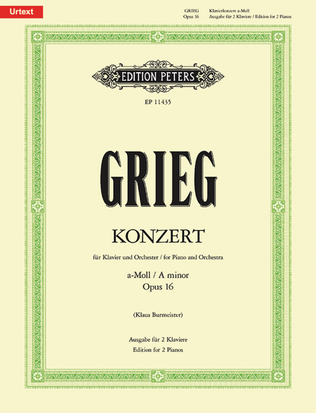 Book cover for Piano Concerto in A minor Op. 16 (Edition for 2 Pianos)